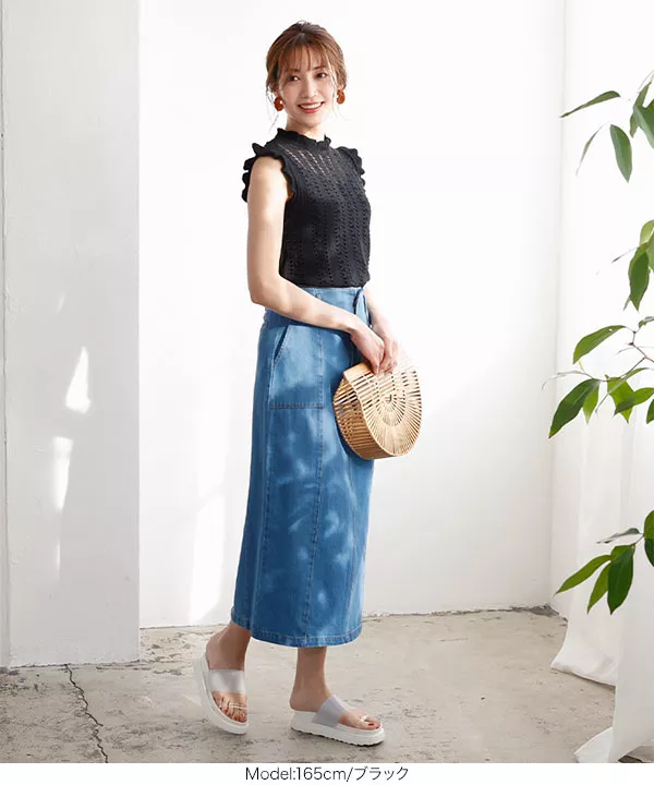クロシェ編みフリルニットトップス [C5314]   　 | トップス全品送料無料！8/7(金)18:00〜8/10(月)朝11:59まで