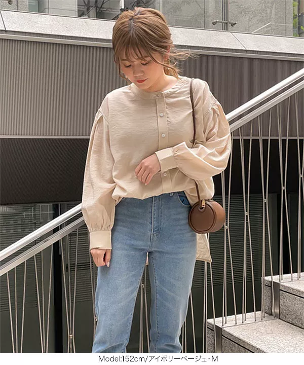 新品タグ付　ADORE リボン袖　　シャツ　美シルエット　38 Mサイズ いーちゃんコラボ ］ ウエストリボン付カラーシャツ [C5430