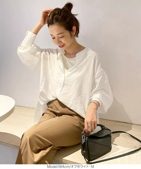 新品タグ付　ADORE リボン袖　　シャツ　美シルエット　38 Mサイズ いーちゃんコラボ ］ ウエストリボン付カラーシャツ [C5430