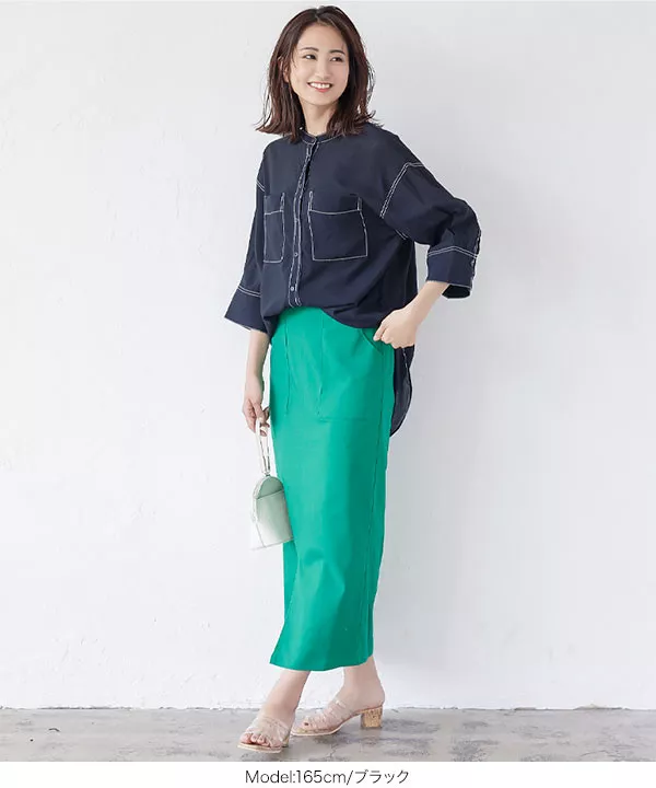 配色ステッチ半袖シャツ [C5448]   　 | トップス全品送料無料！9/11(金)18:00〜9/14(月)朝11:59まで
