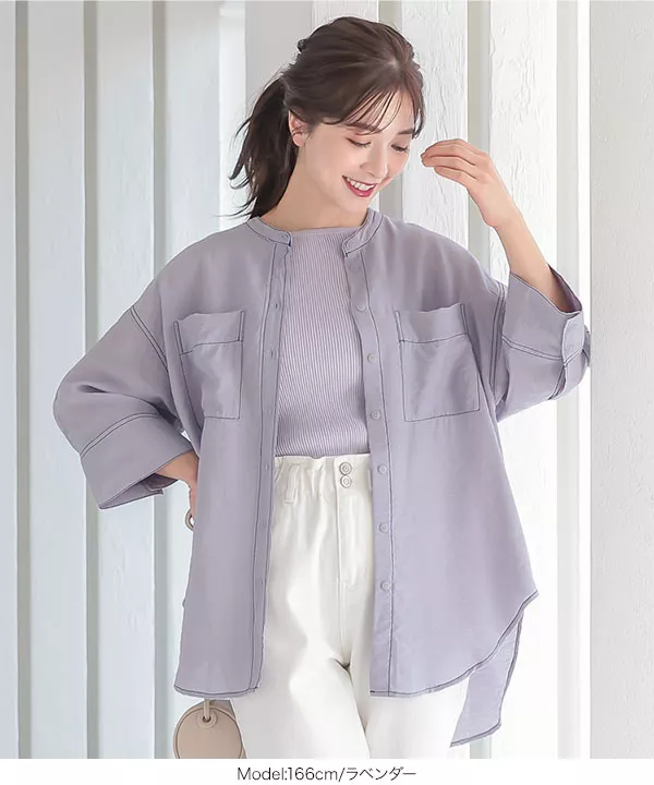 配色ステッチ半袖シャツ [C5448]   　 | トップス全品送料無料！9/11(金)18:00〜9/14(月)朝11:59まで