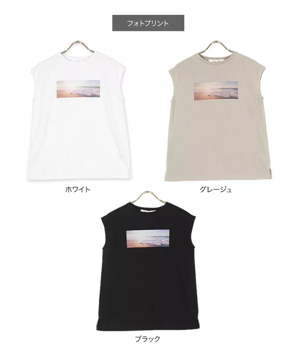 選べる3Typeプリントスリーブレストップス [C5514]   　 | トップス全品送料無料！9/11(金)18:00〜9/14(月)朝11:59まで