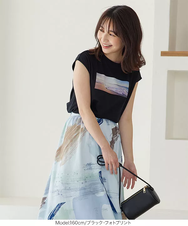 選べる3Typeプリントスリーブレストップス [C5514]   　 | トップス全品送料無料！9/11(金)18:00〜9/14(月)朝11:59まで