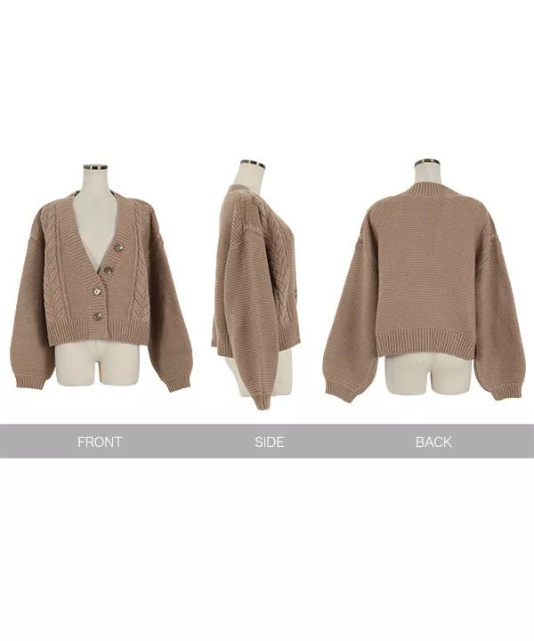 ニットカーディガン インドネシアVネックケーブルニットカーディガン [C5517] - レディース
