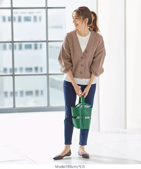 インドネシアVネックケーブルニットカーディガン [C5517] - レディース