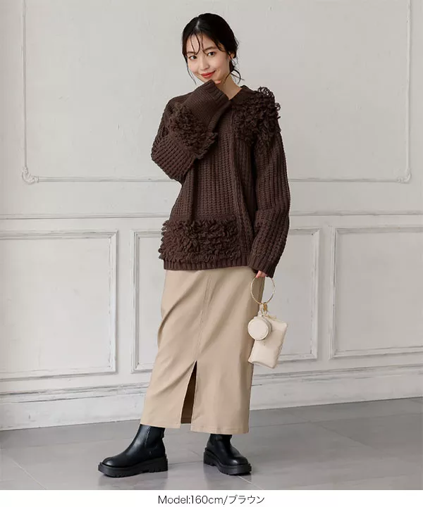 編地切り替えもこもこニット [C5540] - レディースファッション通販