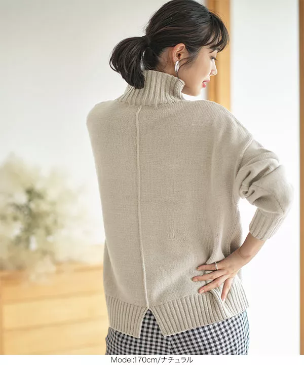 毛玉になりにくいハイネックバックシームニット[C5560] - レディース