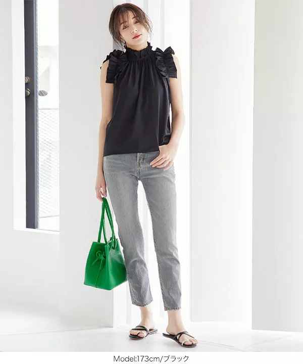 ショルダーフリルトップス [C5598]   　 | トップス全品送料無料！9/11(金)18:00〜9/14(月)朝11:59まで