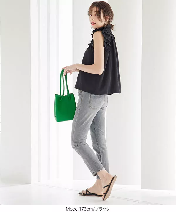 ショルダーフリルトップス [C5598]   　 | トップス全品送料無料！9/11(金)18:00〜9/14(月)朝11:59まで