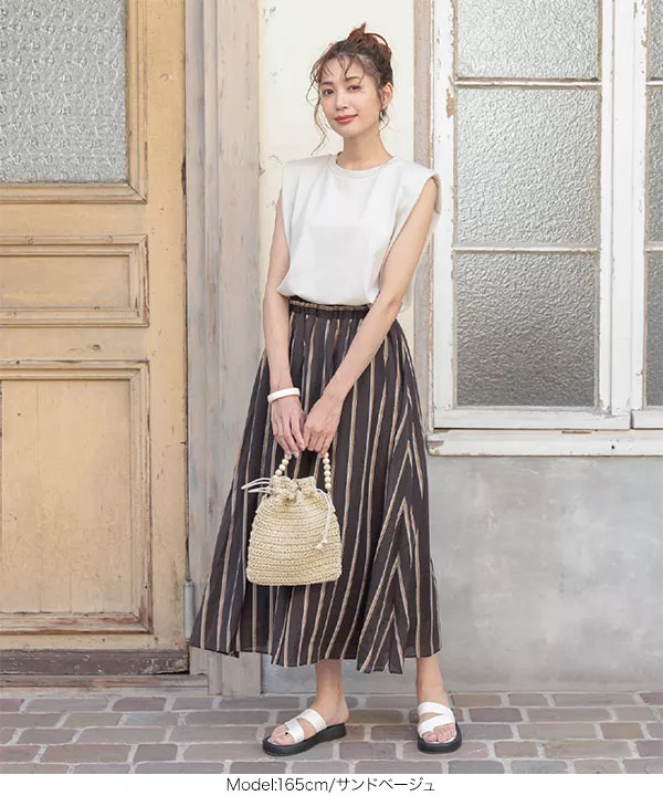 ショルダーパッド入りポンチTシャツ [C5627] - レディースファッション