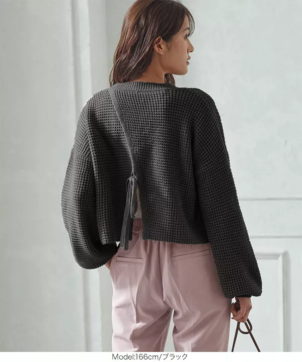 バックリボンニットプルオーバー [C5641] - レディースファッション