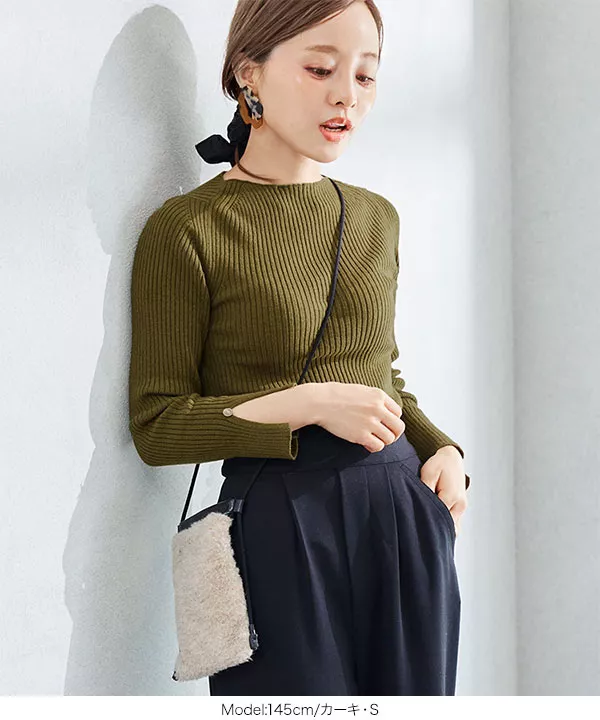 田中亜希子さんコラボ ]袖スリットリブニット [C5654] - レディース