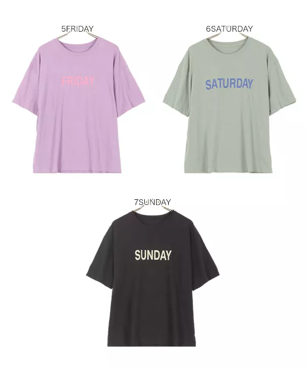 Day of the WeekロゴTシャツ [C5689] | トップス全品送料無料！9/11(金)18:00〜9/14(月)朝11:59まで
