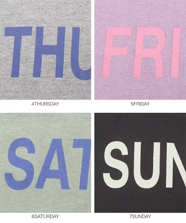 Day of the WeekロゴTシャツ [C5689] | トップス全品送料無料！9/11(金)18:00〜9/14(月)朝11:59まで