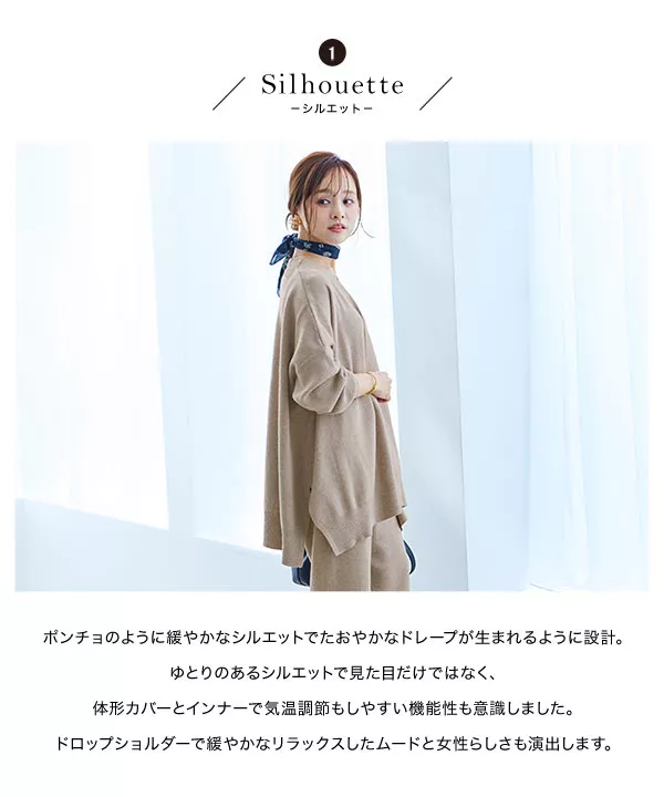 [ 田中亜希子さんコラボ ]ポンチョニットカーディガン [C5716]   　