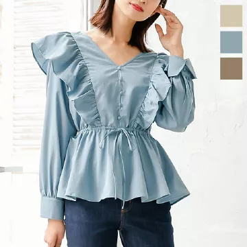 フリルペプラムブラウス [C5724]   　