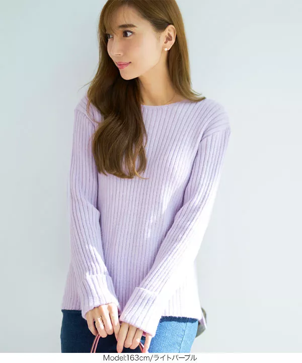 岡部あゆみさんコラボ ]袖折り返しゆるリブニット [C5731