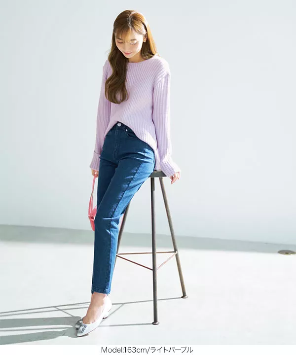 [ 岡部あゆみさんコラボ ]袖折り返しゆるリブニット [C5731]   　