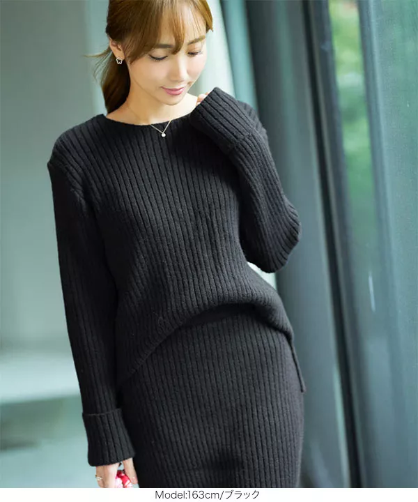 トップス ryoooooooo 岡部あゆみさんコラボ ]袖折り返しゆるリブニット [C5731