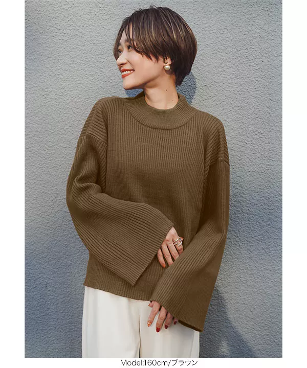 eriさんコラボ ]ボタンデザインモックネックニット [C5786