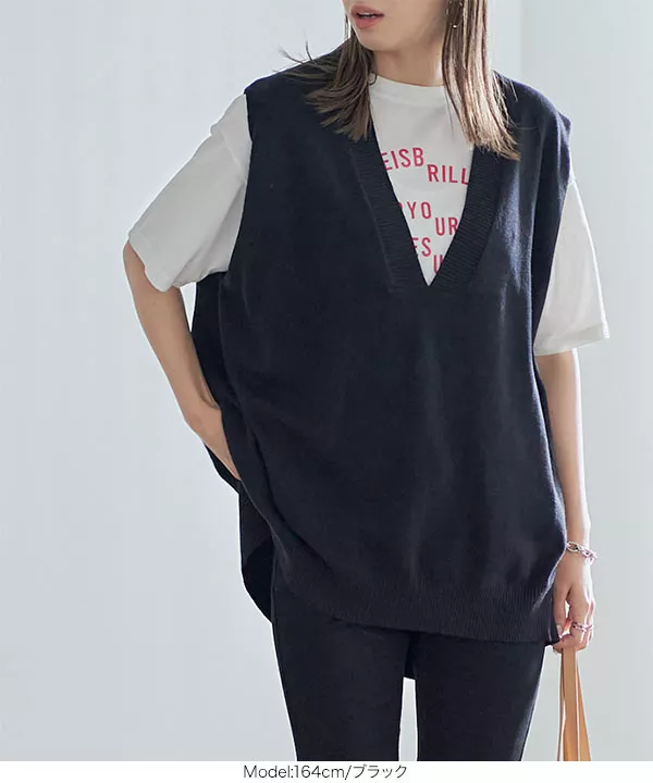深Vネックニットベスト [C5834] - レディースファッション通販 神戸