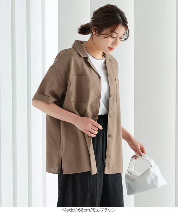 コットンリネン開襟シャツ [C5862]   　