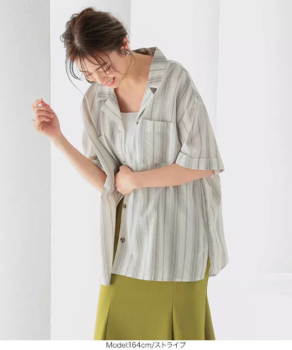 コットンリネン開襟シャツ [C5862] - レディースファッション通販 神戸