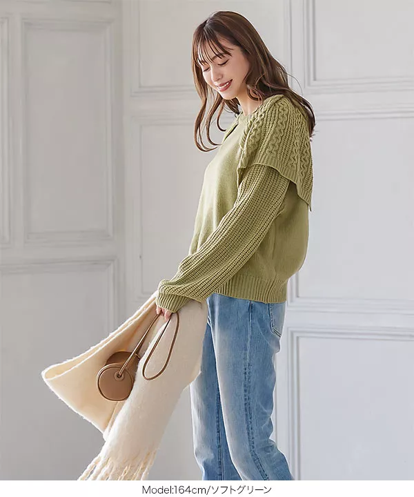 カラー付きニットトップス [C5868] - レディースファッション