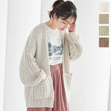 ざっくり編みゆったりニットカーディガン [C5870] - レディース