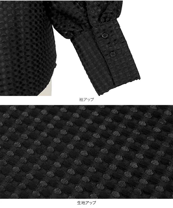 Spick&Span ドットジャガードボリュームスリーブブラウス　ブラック ドットジャガードボリュームスリーブブラウス [C5916