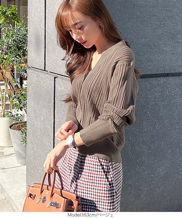 岡部あゆみさんコラボ ］ランダムリブニットカーディガン [C5935