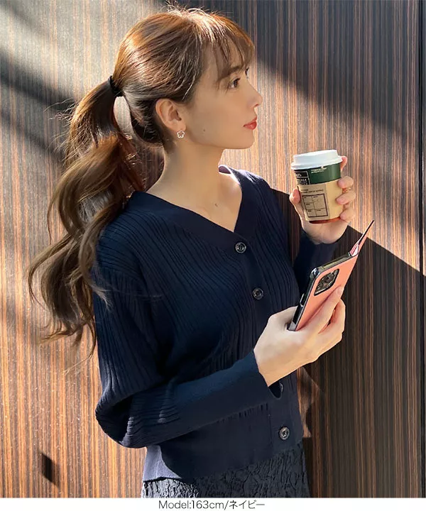 岡部あゆみさんコラボ ］ランダムリブニットカーディガン [C5935