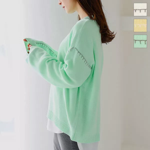 ハンドステッチニットトップス [C5945] - レディースファッション通販