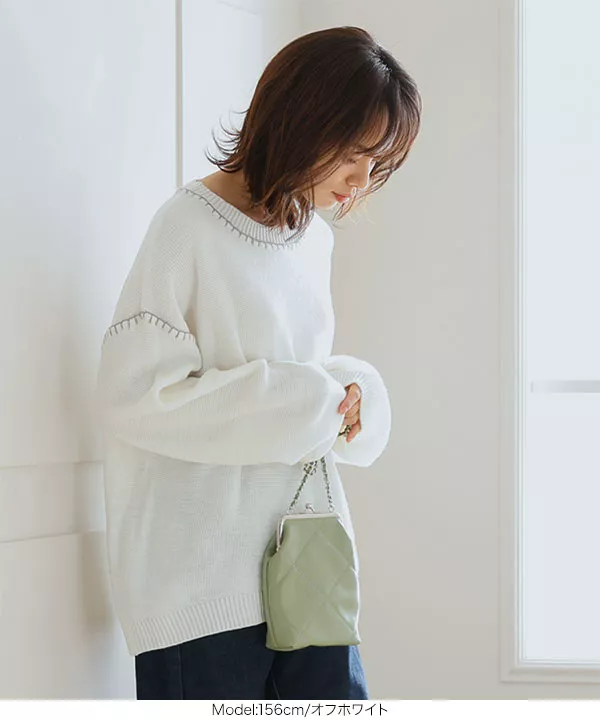 ハンドステッチニットトップス [C5945] - レディースファッション通販