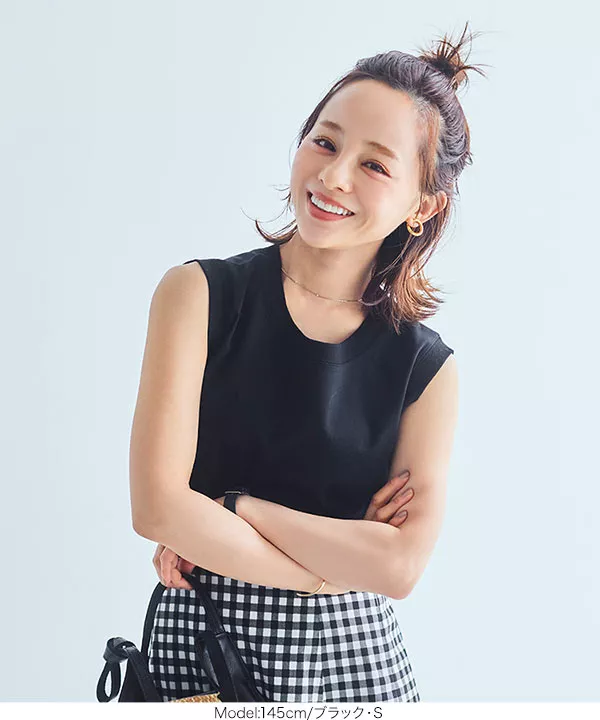 [ 田中亜希子さんコラボ ]［選べる2size］シルケットノースリーブトップス [C5971]   　