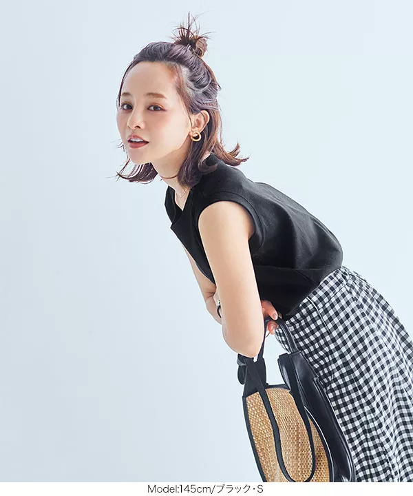 [ 田中亜希子さんコラボ ]［選べる2size］シルケットノースリーブトップス [C5971]   　