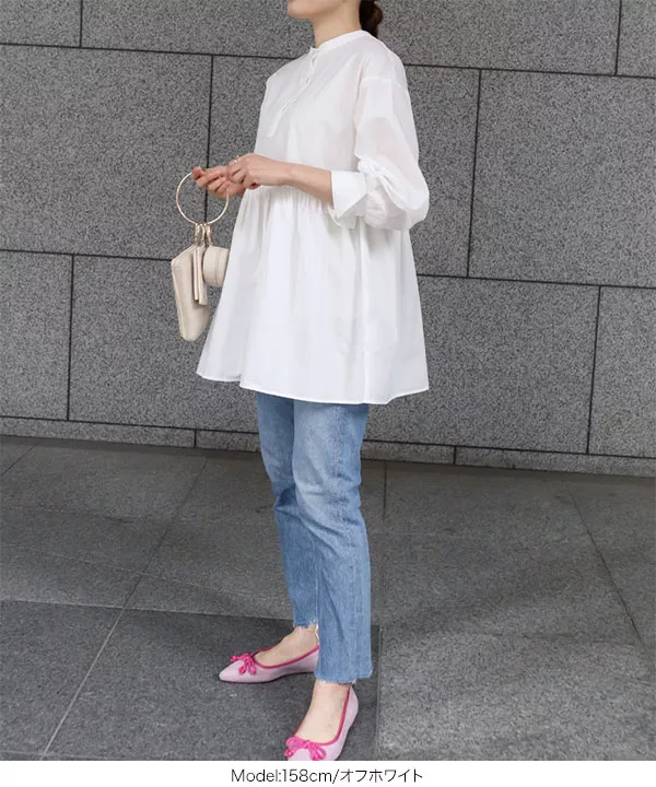 前後2WAY] 胸下切替えスリットカフスシャツ [C6003] - レディース