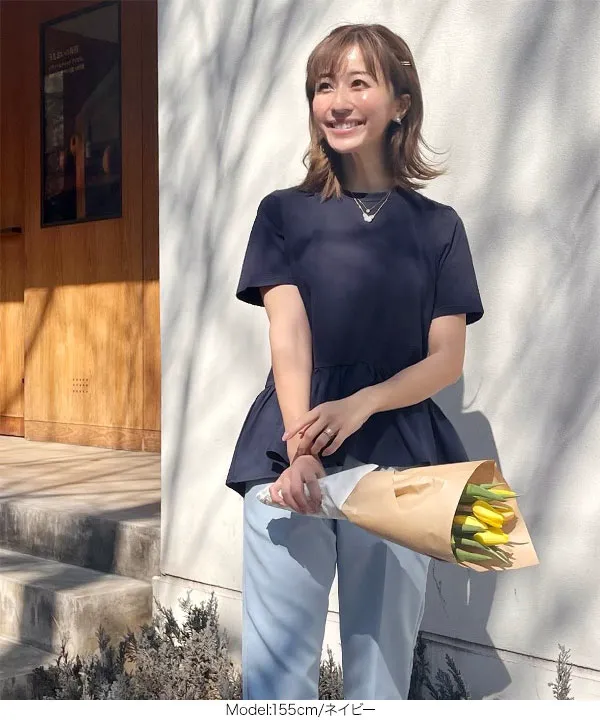 [ 水野佐彩さんコラボ ]ペプラムフレアドッキングTシャツ [C6035]