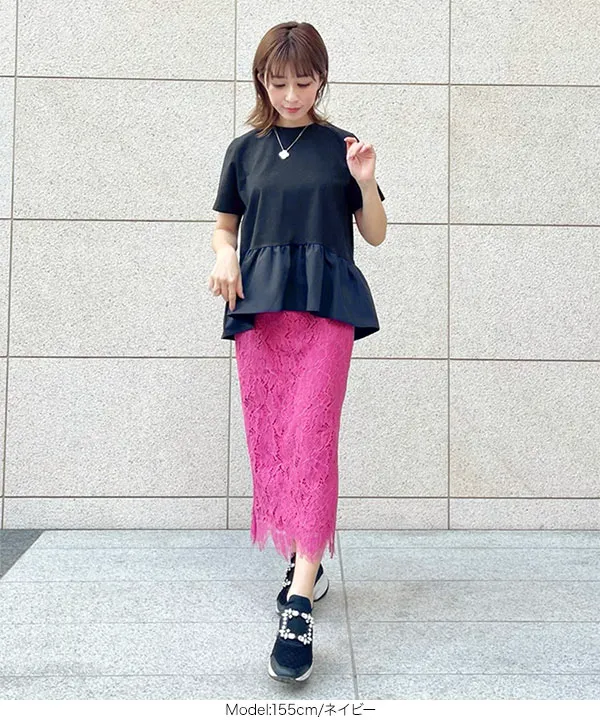 [ 水野佐彩さんコラボ ]ペプラムフレアドッキングTシャツ [C6035]