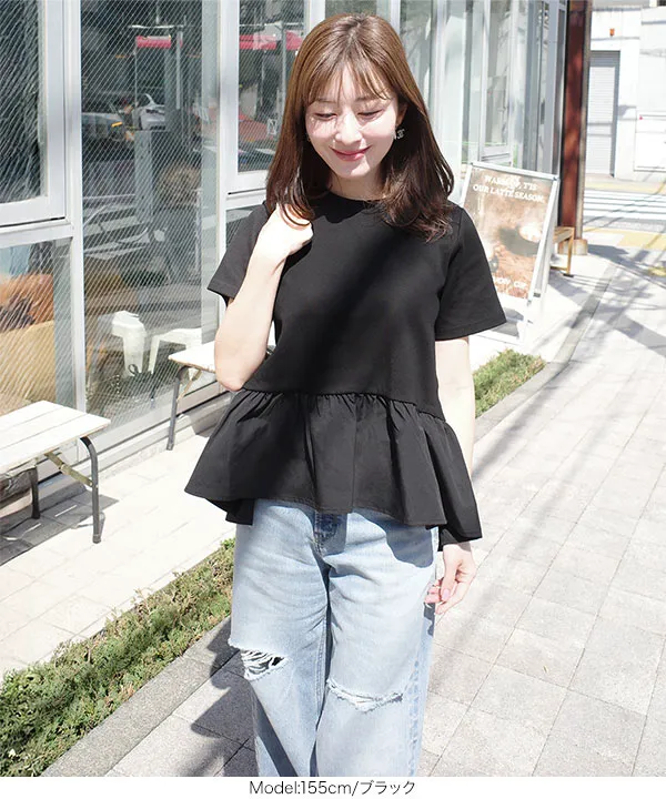 水野佐彩さんコラボ ]ペプラムフレアドッキングTシャツ [C6035