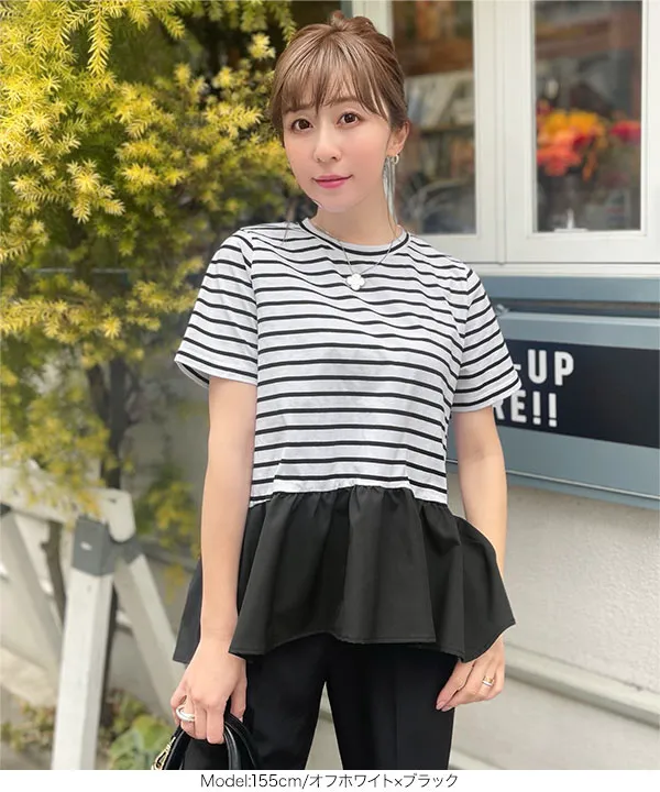 水野佐彩さんコラボ ]ペプラムフレアドッキングTシャツ [C6035