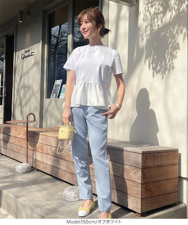 [ 水野佐彩さんコラボ ]ペプラムフレアドッキングTシャツ [C6035]