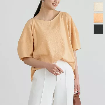 BEIGE, ベイジ 36【洗える】JASMINE スタンドカラージップブラウス
