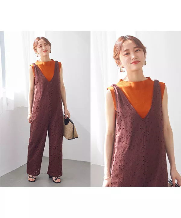 水越みさとさんコラボ ] モックネックスリーブレスニット [C6056