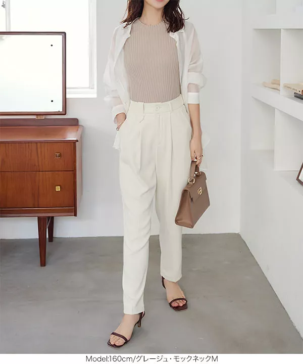 フレンチスリーブリブニットトップス [C6083] - レディース