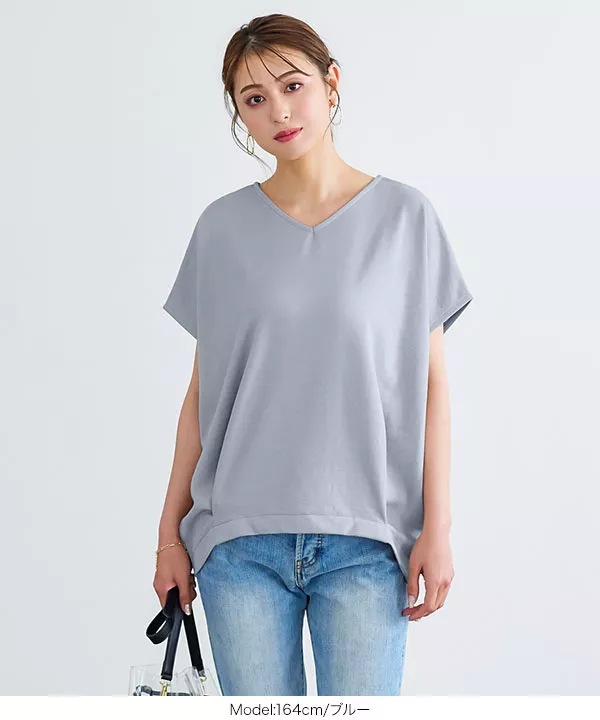 裾タック入りフレンチスリーブカットソー [C6096] - レディース