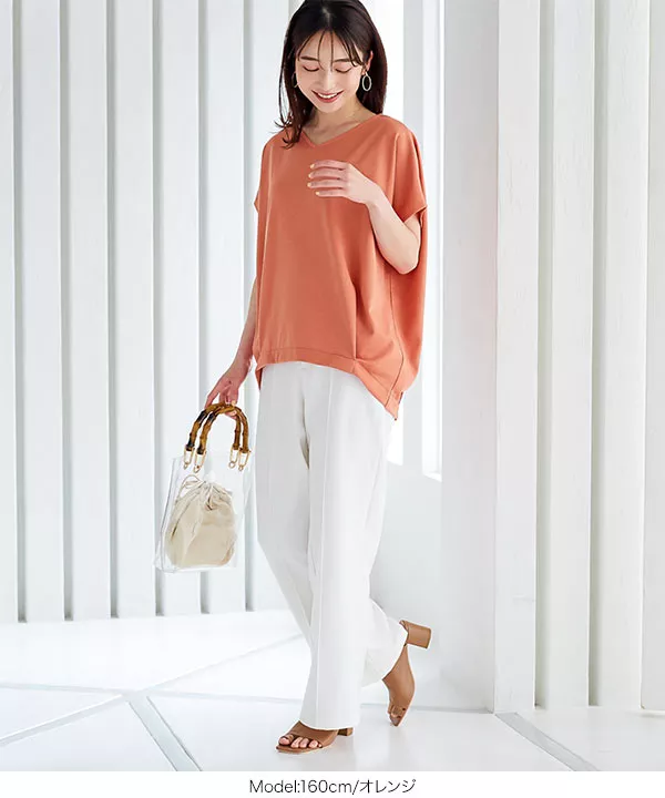 CHERI 裾フリル　タック　フレンチスリーブ　Aライン　カットソー セール】裾フリルフレンチスリーブT（Tシャツ/カットソー
