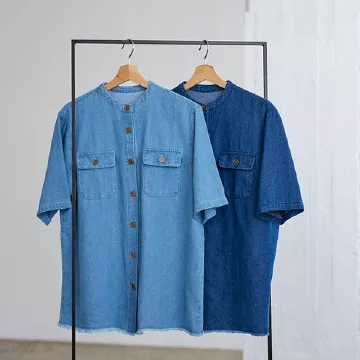 裾フリンジデニムシャツ [C6105]