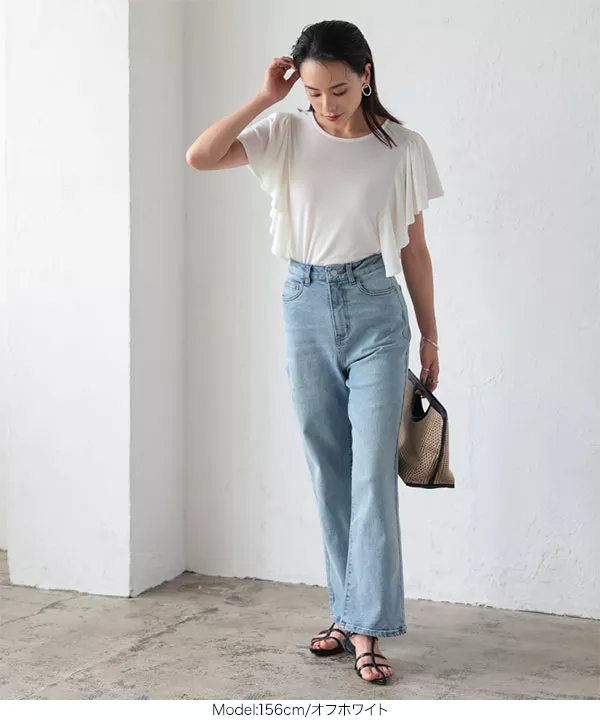 ラッフルスリーブデザインTシャツ [C6138] | トップス全品送料無料！2