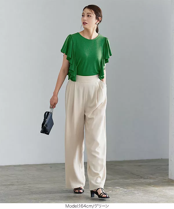 ラッフルスリーブデザインTシャツ [C6138]   　